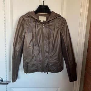 Hinge Hooded Leather Jacket